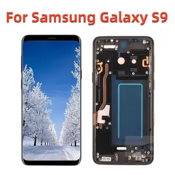 100% Оригинален Дисплей За SAMSUNG Galaxy S9 G960f LCD Сензорен дисплей Дигитайзер Резервни Части С Рамка За Samsung S9 LCD