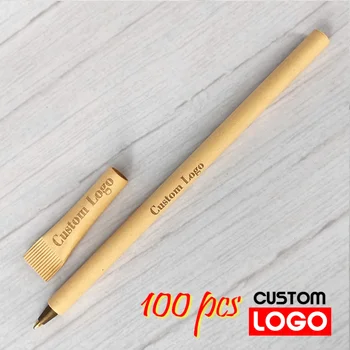 100шт Еднократна химикалка писалка Хартиена дръжка на Околната среда биоразлагаемая Выгравируемая Потребителска писалка с логото на Име на търговска марка Рекламни дръжка