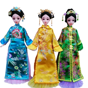 12 подвижни стави, 3D очите, китайски кукла, играчки, аксесоари, дрехи, етническа кукла принцеса в китайския ретро стил с рокля zl135