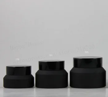 12x15 г 30 г 50 г Морозостойкая черна стъклена банка за крема с капаци Контейнер за вмъкване на бели пломби Козметична опаковка Стъклена банка за крема