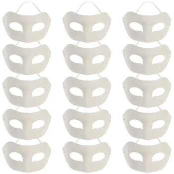 15 бр., заготовки за производството на маски, маски от целулоза, на маскарадните женски бели маски за Хелоуин, обемни хартиени изделия, на лицето на бебето