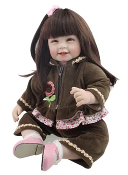 2016 НОВ дизайн гореща разпродажба реалистична възстановената кукла todder момиче дълга перука на едро детски кукли, модни кукла Коледен подарък