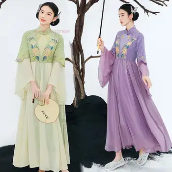 2023 рокля ханфу костюм за народни танци китайски традиционен костюм феите обличам с национална бродерия на цветя рокля източна принцеса