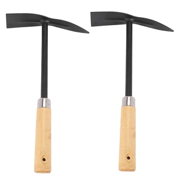 2X Лопата за копаене на градински инструменти с метална дървена дръжка, черна