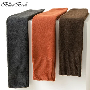3 чифта женски гетр есен-зима чорапогащи топли дебели памучни чорапи до бедрото, кашмир обикновен дамски чорапи
