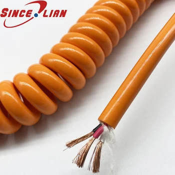 3 ядро 1 Квадратна Пружина на Тел ПУ Оранжев Цвят Прибиращ се Кабел Бескислородный Спирален кабел от чиста Мед Може да се разтегне на 1-10 метра