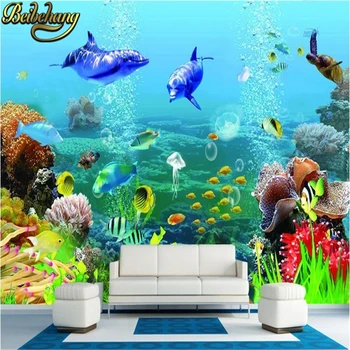 3d-стенопис beibehang по поръчка, подводен свят, стереобои, 3d-фотообои за всекидневна, ТВ-на фона на спалня