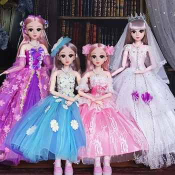 60 см Кукла Мода Принцеса 1/3 BJD САМ Наряжаемая Кукла Набор от 23 на Съвместни Мобилни 3D Очите Момиче Игри Къща Детски Рожден Ден Подарък Играчка