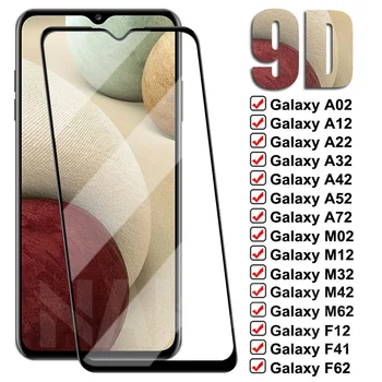 9D Защитно Стъкло За Samsung Galaxy А02 A12 A22 A32 A42 A52 A72 От Закалено Стъкло M02 M12 M32 M42 M62 F12 F41 F52 F62 Калъф-филм