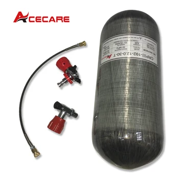 Acecare 12L CE резервоар от въглеродни влакна за гмуркане 300bar 4500Psi газова бутилка с капаци и газова станция за гмуркане
