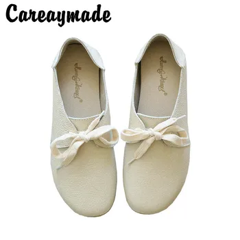 Careaymade - японската дамски кожени обувки на равна подметка в ретро стил, удобни обувки, ръчно изработени, меки обувки на плоска подметка