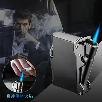 Dianfangfeng надуваема запалка Мъжки креативна Синьо пламък директно зареждане Персонални Метални електроника