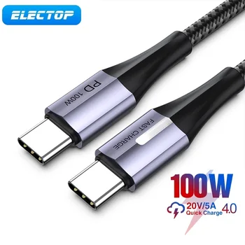 ELECTOP 100 W USB кабел C Бързо зареждане с led подсветка, Кабел за пренос на данни Type C за Samsung Xiaomi лаптоп Power Bank кабел за зареждане