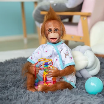 FBBD Оригинален 45 СМ Возрожденный Дете Орангутани Сладка Кукла Ръчно изработени Подробна Рисувани Премия за Размер на Маймуна са подбрани Художествена Кукла