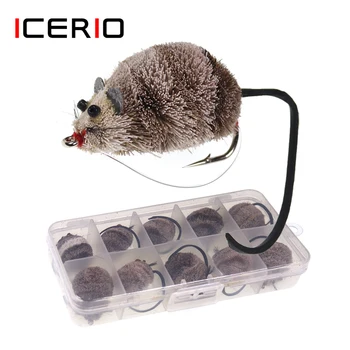 ICERIO 10 бр./кор. кука за връзване на мухи от еленова кожа, вълна, стръв за улов на мишката, стръв за риболов на пъстърва, костур, щука