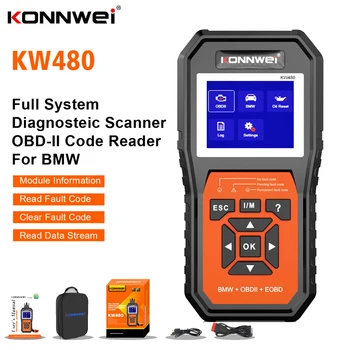 KONNWEI KW480 OBD2 Скенер, Четец на Автомобилния код ODB2 Авто Средство за Диагностика на BMW Цялостна Система ABS Спирачка Скоростна Кутия въздушна Възглавница Инструменти Сканиране