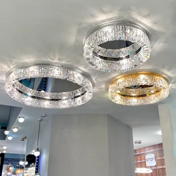 Led лампа Модерна кристален полилей от неръждаема стомана е лесна лампа за дневна е луксозен хотел, декоративен блясък вътрешно осветление