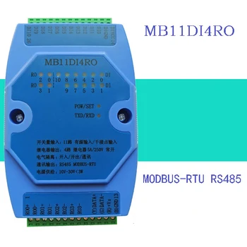 MB11DI4RO Ключ влизане/излизане на 11-канален открит 4-канален модул релейного изход RS485 MODBUS-RTU връзка