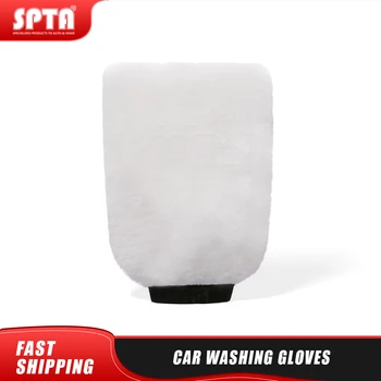SPTA Бяла мека ръкавица за миене на колата, кърпа за почистване, рукавица за измиване на автомобила, здрава впитывающая ръкавица, инструменти за автоматично почистване