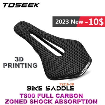 TOSEEK TS216 3D Печат Кормило Седло От Въглеродни Влакна Ultralight Кухи Удобен Дишаща МТБ Планински Пътен Наем на Велосипеди Седалка