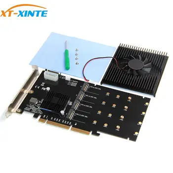 XT-XINTE 215*125 мм PCI-E Карта адаптер LM313 PCI-E 8X/16X до 4P M. 2 (протокол PCIe) Странично Карта за NVME 2242 2260 2280 22110 SSD