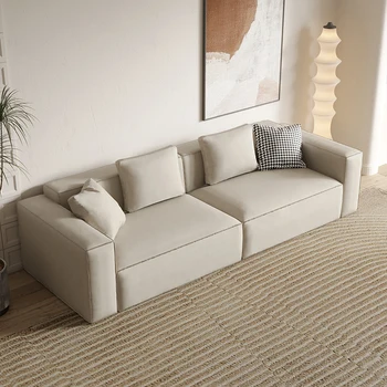 Бял акцентный диван с подлакътници и интериор в японски стил от средата на века, луксозен ъглов диван Cloud Muebles, мебели за салон El Hogar