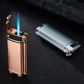 Ветрозащитная метална запалка с бутановым шлифовальным кръг, мини-механични запалки, 1300C, запалка за пури, Аксесоари за пушачи, приспособления за мъже