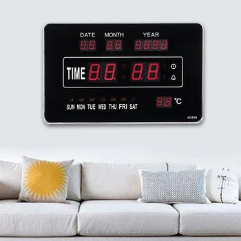 Вечен календар, Цифров Часовник Мулти Led Календар Стенен Часовник с температура в реално време на Голям Екран за Домашен интериор Дневна