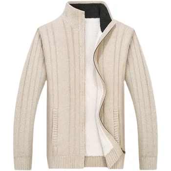 Висококачествена зимна жилетка, мъжки, мек вълнен плат дебел топъл вязаный пуловер, жилетка, палто, мъжка мода, плюс velvet пуловер, плюс размер