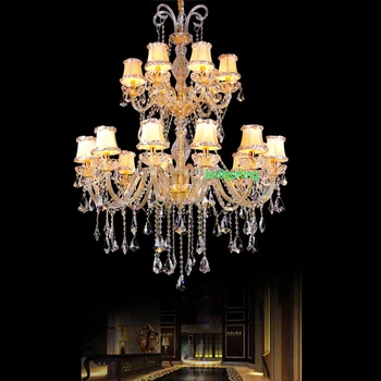 Вътрешно осветление на Модерна луксозна led кристален полилей полилей във фоайето на хотела благородна подвесная полилей за хол