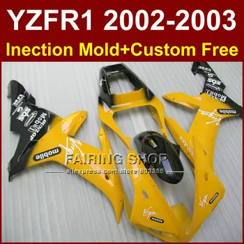 Гореща разпродажба мобилен Жълто обичай обтекател за YAMAHA bodyworks 02 03 YZF1000 YZF R1 2002 2003 yzf r1 на части за купето на Вторичния пазар на + 7 подаръци