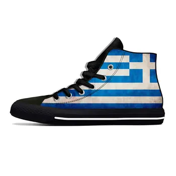 Гръцки флаг Гърция, патриотическая готина мода ежедневни обувки, леки, дишащи мъжки и дамски обувки, обувки за подови настилки с високо берцем