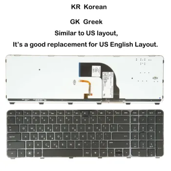 Гръцко-Корейски Клавиатура за лаптоп с подсветка за HP Pavilion DV7-7100 M7-1000 Envy DV7-7200 DV7-7300 dv7-7398ca m7-1015dx m7-1078ca