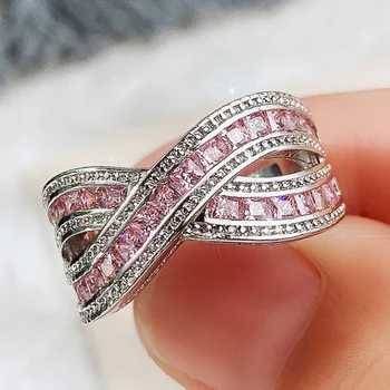 Дамски пръстени CAOSHI Young Temperament с ярко-розов цирконием, модерен стил, изискан дизайн, годежни пръстени, украса за сладки момичета