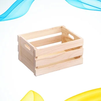 Дървени кутии Незаконченная дървена кутия за чекмеджета, Дървена кутия за съхранение на плодове Настолна витрина Контейнер за diy Домашен офис