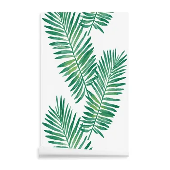 Зелени тапети във формата на палмови листа, подвижни винил самоклеящийся ролка стенни стикери, лесно моющийся начало декор и ремонт на мебели