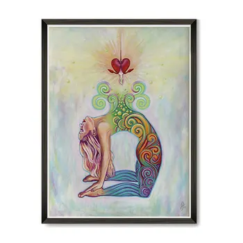 Йога Абстрактен плакат за медитация, стенно изкуство със слънчева чакра, абстрактно стенно изкуство за всекидневната, украса спални, стенни живопис, баня