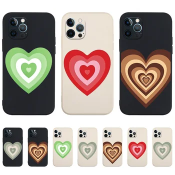 Калъф за телефон Heart Circle За iPhone 14 Pro Max Case iPhone 11 12 13 Pro Max SE XS Max 7 8 14 Plus XR X Fundas Силикон Мек Калъф