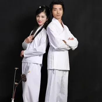 Китайски комплект вътрешната дрехи Hanfu Традиционен спален костюм Унисекс за мъже и жени, бельо Основа костюм Бяло бельо, Блузи, Панталони Hanfu