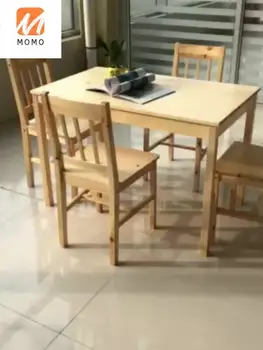 Кухненска маса и стол от масив бор в съвременна всекидневна