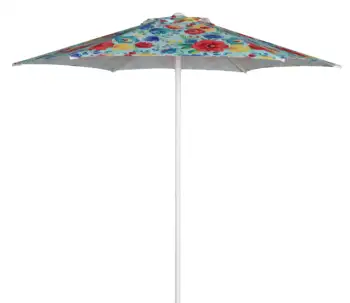 Многоцветен цвете 7,5 фута шестостенния чадър за вътрешен двор с отжимом