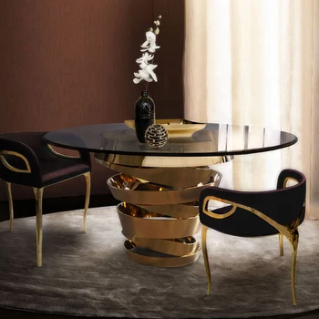Модерна луксозна мебели за трапезария, мебели за дома метална маса за хранене, стол за трапезария мебели