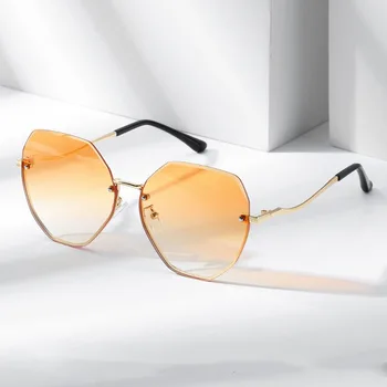 Модни нередовни модерни слънчеви очила без рамки, дамски слънчеви очила с градиентным покритие за кръгло лице, защита от uv UV400, ежедневни слънчеви очила за възрастни