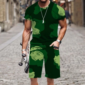 Мъжки комплект тениски с леопардовым принтом, ул. 3D принтом в стил хип-хоп, забавна плажна лятна ежедневни модерно мъжко облекло в стил харадзюку с къс ръкав