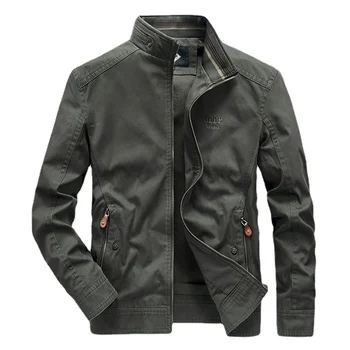 Мъжко яке-бомбер от 100% памук, военна тактическа яке, марка ветровка, есенни палта, тънък яка-часова, луксозно мъжко зимно яке