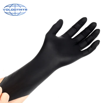 Нитриловые ръкавици на Slavinia, черно, 100 бр./лот, водоустойчив, преработени, за еднократна употреба, за работа, без алергии, протектори, механични, нитриловые ръкавици