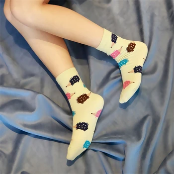Нов дамски ежедневни японски корейски забавен cartoony таралеж Щастливо животно Меки памучни чорапи Сладки домашни любимци подарък Sokken Директен доставка