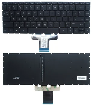 Новата клавиатура на американски и английски език за лаптоп HP 14-DA 14-CK 14-BD 14-CE 14-CC CC0027TX 14-CB W125 TPN-Q188 Q190 Q207, черна