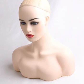 Новост, 1 бр. дамски реалистична главата на манекена, дисплей бижута и шапки от PVC, поставка за форми от PVC, перука Торсона