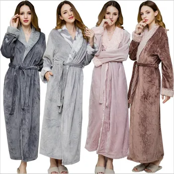 Обикновен халат с дълги ръкави и ревери, нощница, дебели халат, жилетка, кимоно, обличам за сън, фланелевая домашно облекло, нощница